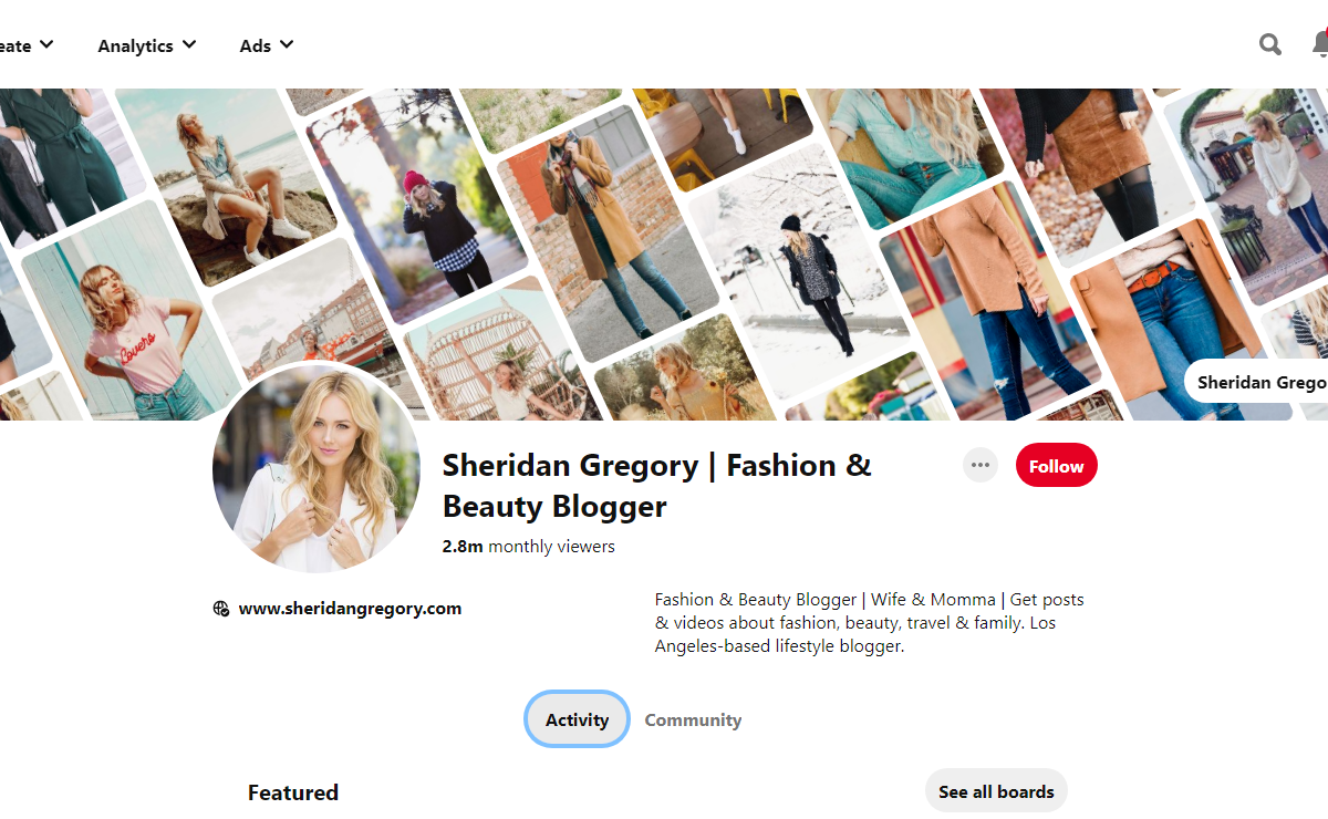 Sheridan Gregory | Fashion & Beauty Blogger Pinterest Profile