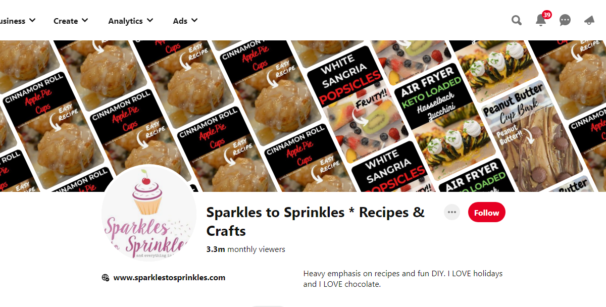 Sparkles to Sprinkles * Recipes & Crafts Pinterest Profile