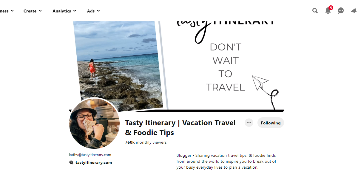 Tasty Itinerary | Vacation Travel & Foodie Tips Pinterest Profile 