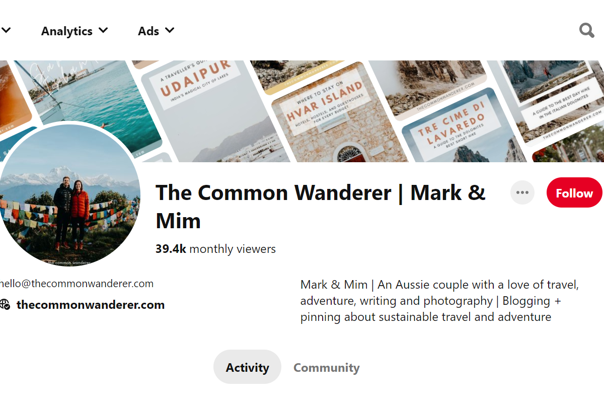  The Common Wanderer | Mark & Mim-Top 100 Pinterest Travel Influencers