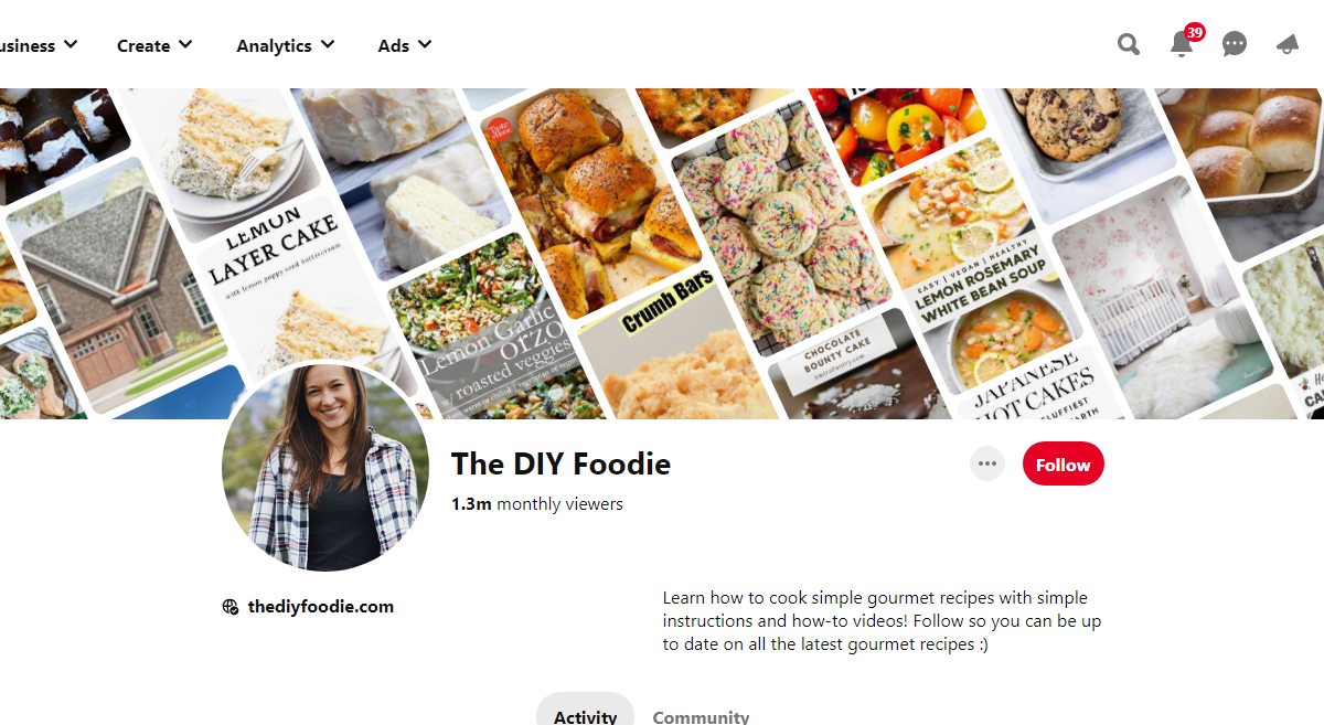 The DIY Foodie Pinterest Profile 