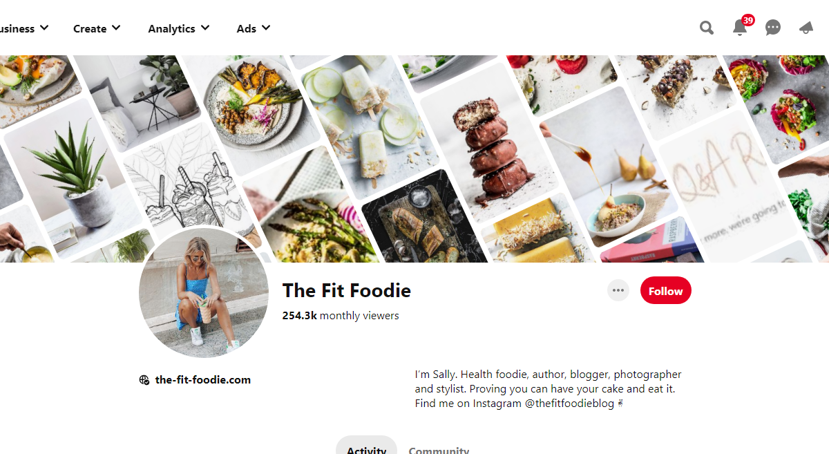 The Fit Foodie Pinterest Profile 