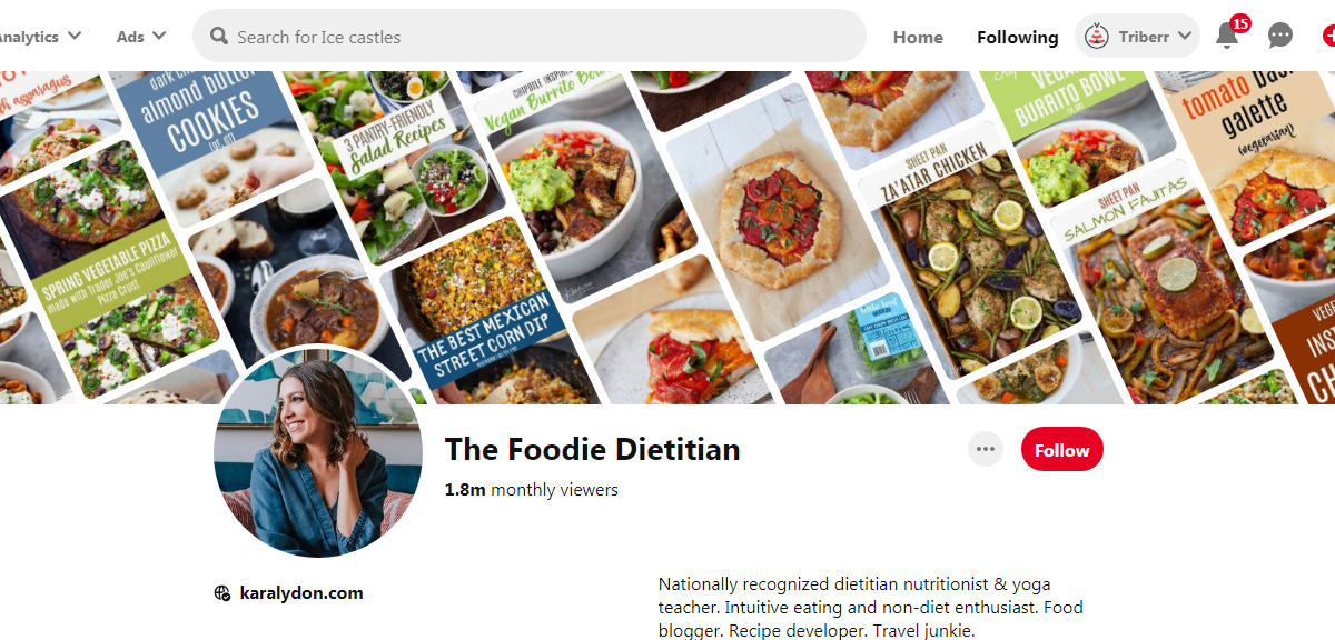 The Foodie Dietitian Pinterest Profile