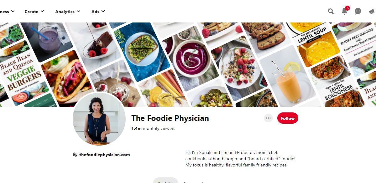 The Foodie Physician Pinterest Profile 