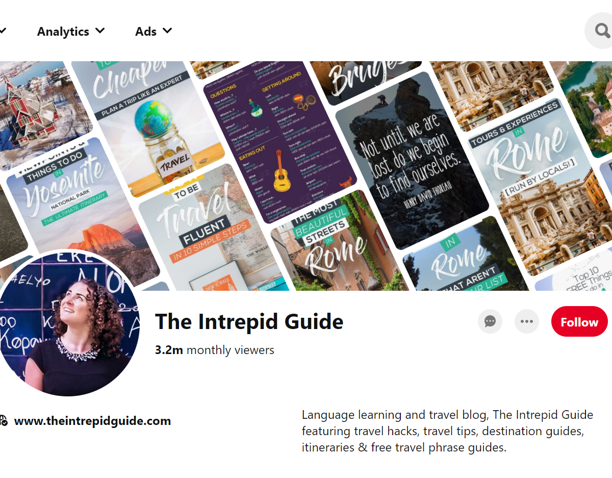 The Intrepid Guide-Top 100 Pinterest Travel Influencers
