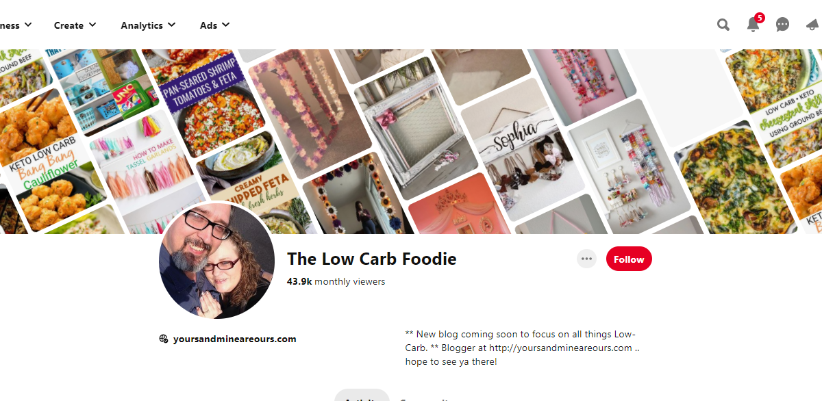 The Low Carb Foodie Pinterest Profile 
