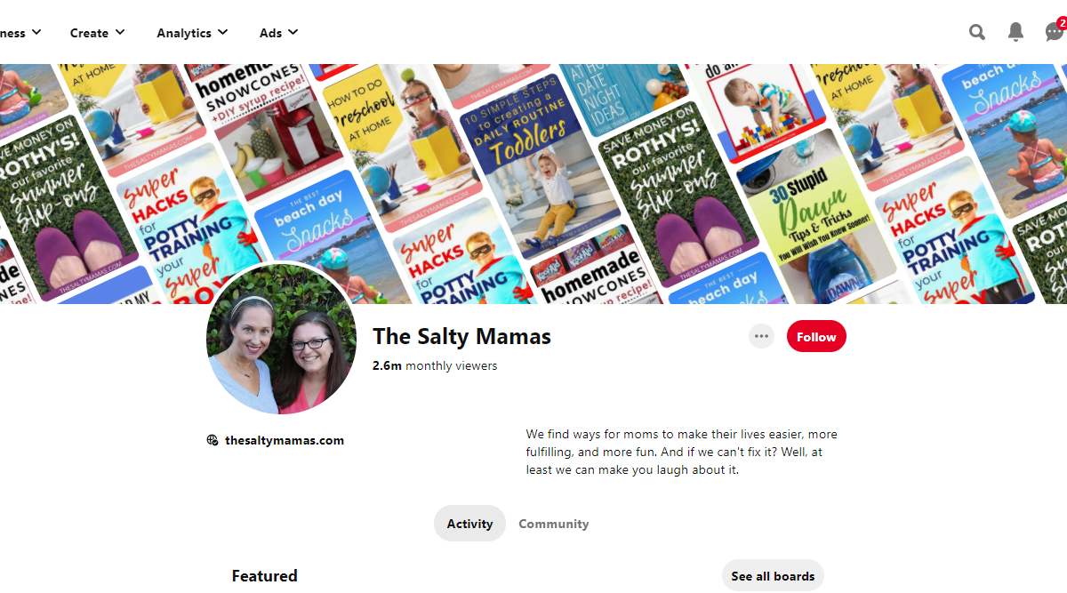 The Salty Mamas Pinterest Account