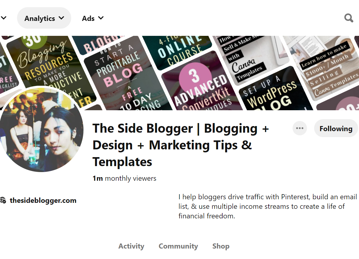 The Side Blogger | Blogging + Design + Marketing Tips & Templates Pinterest Account