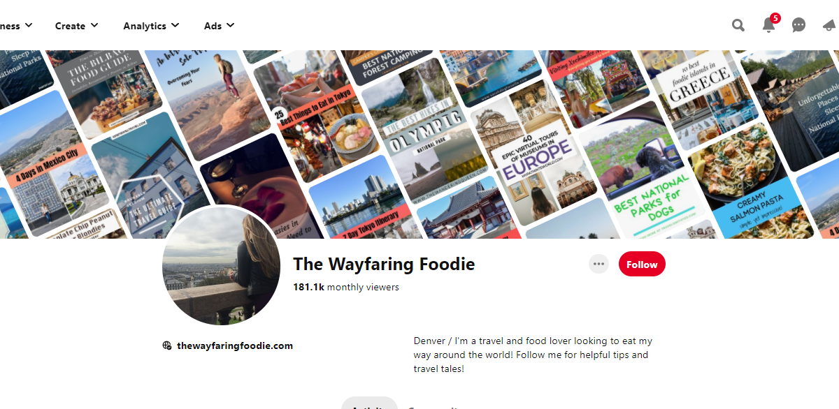 The Wayfaring Foodie Pinterest Profile