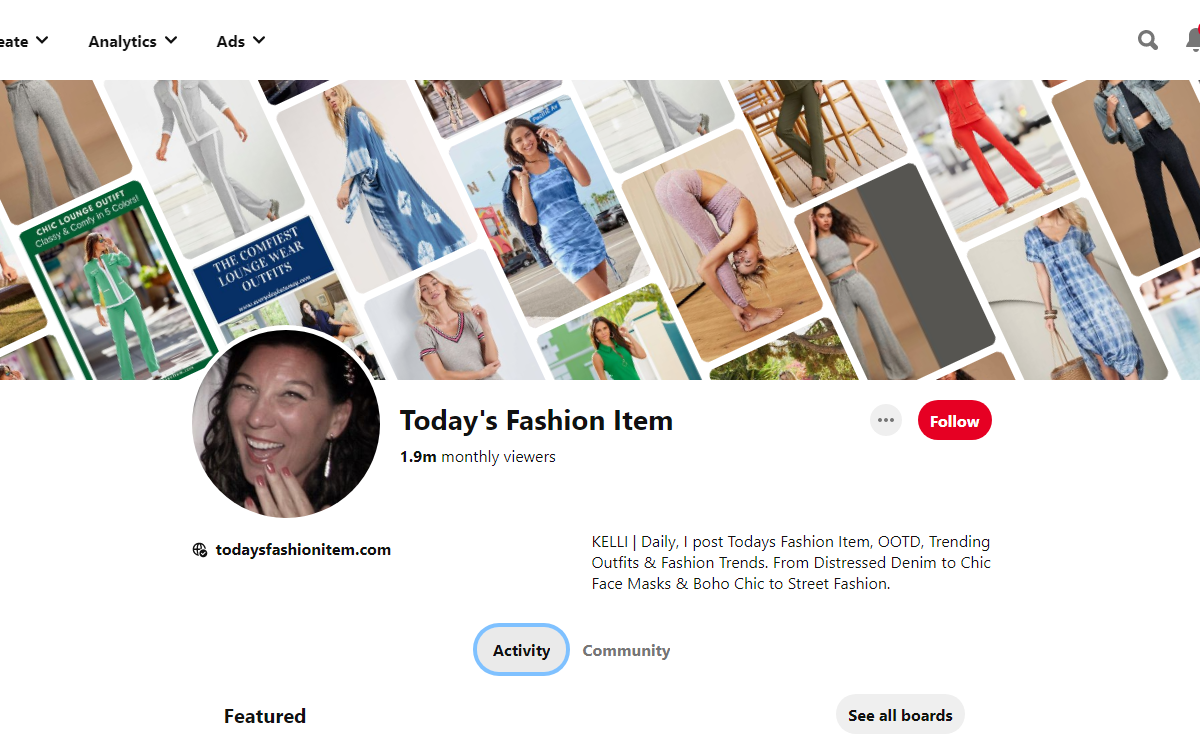 Today's Fashion Item Pinterest Profile