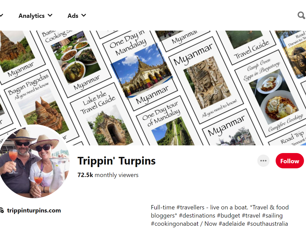 Trippin' Turpins-Top 100 Pinterest Travel Influencers