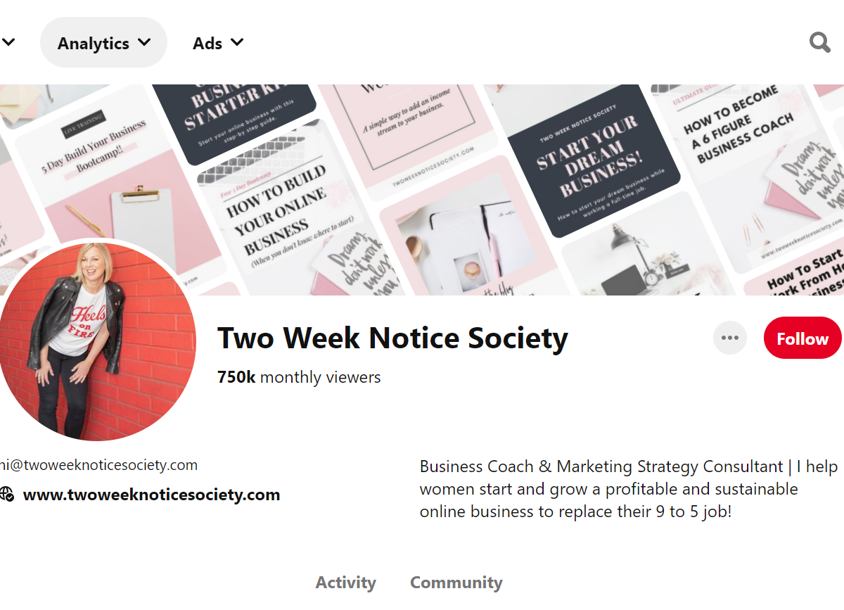 Two Week Notice Society Pinterest Account