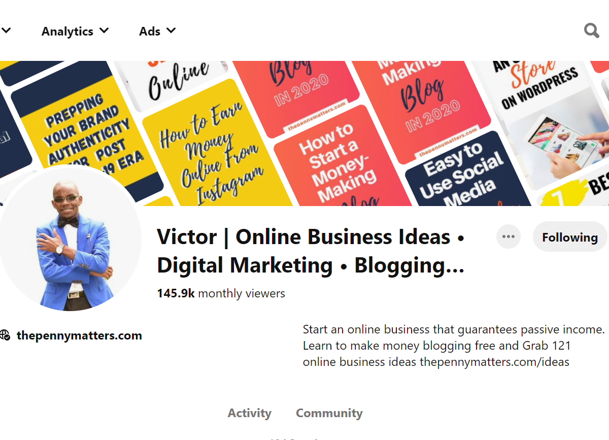 Victor | Online Business Ideas • Digital Marketing • Blogging… Pinterest Account