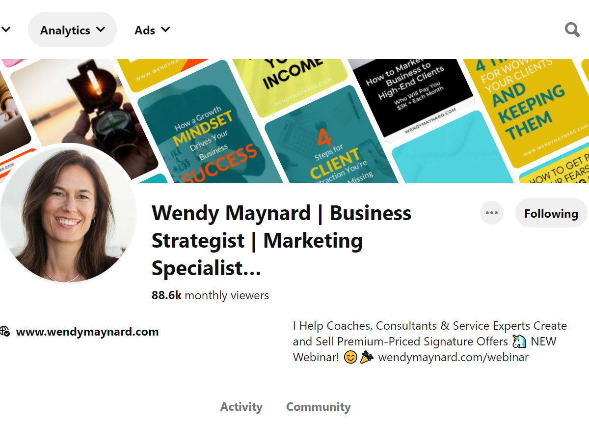 Wendy Maynard | Business Strategist | Marketing Specialist… Pinterest Account