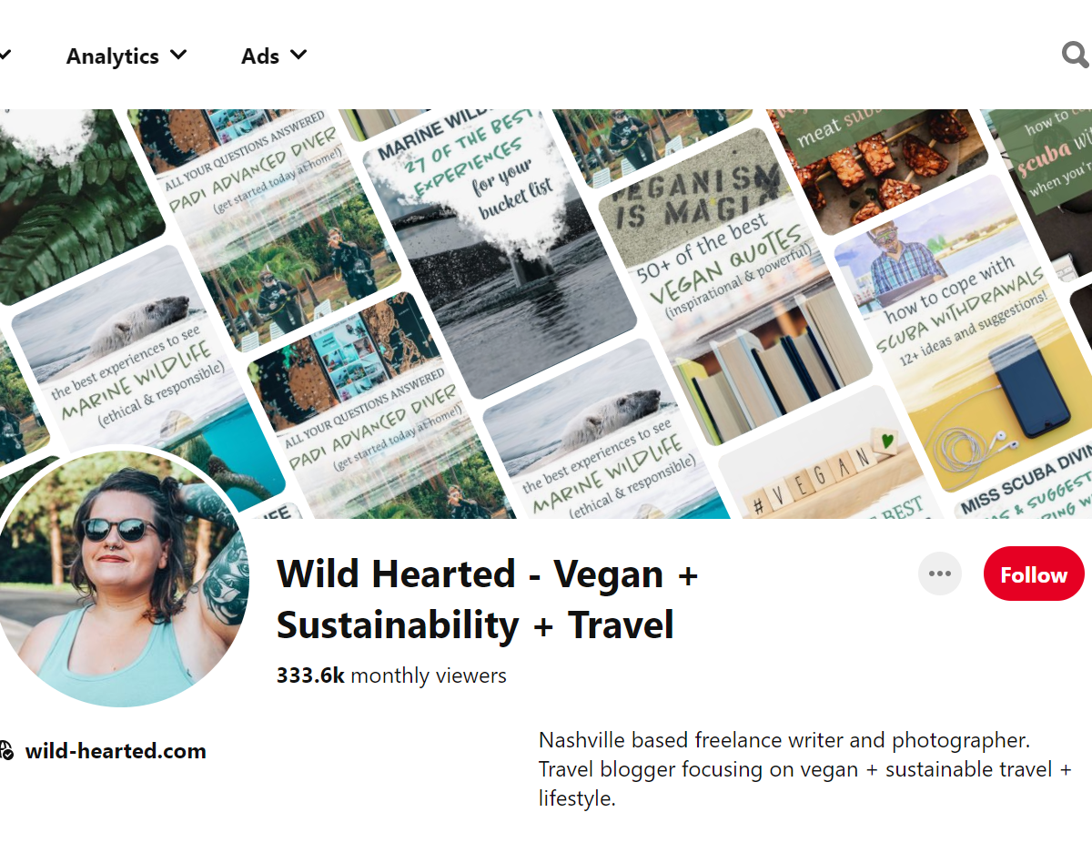 Wild Hearted - Vegan + Sustainability + Travel-Top 100 Pinterest Travel Influencers