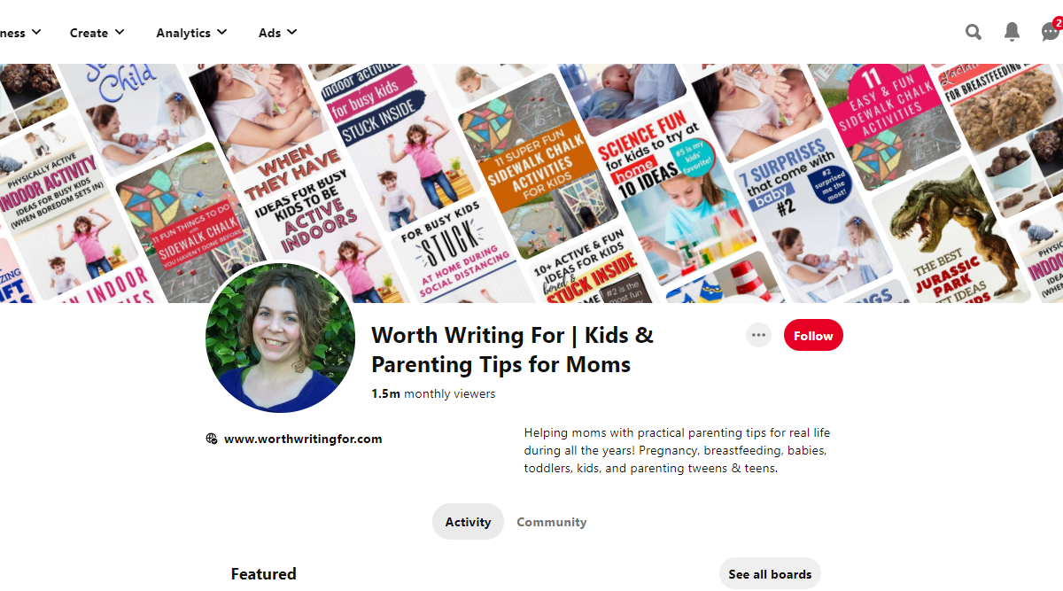 Worth Writing For | Kids & Parenting Tips for Moms Pinterest Account