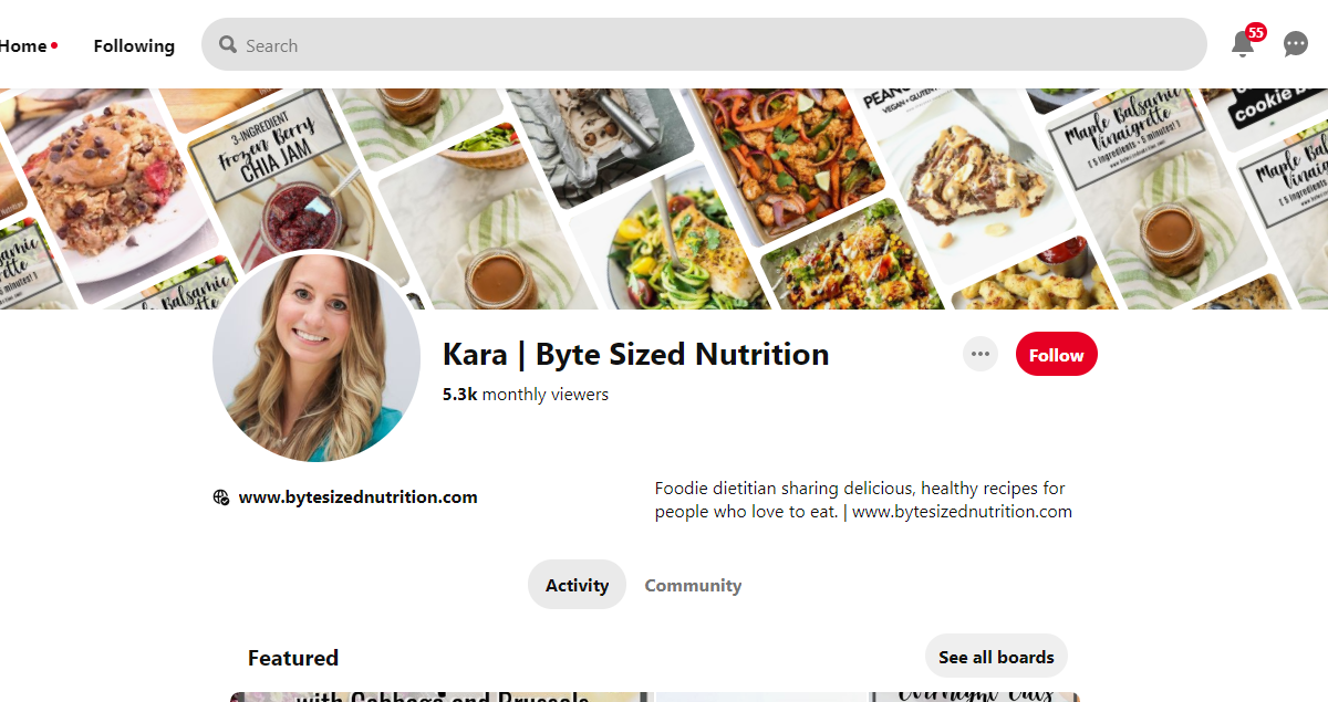 Kara | Byte Sized Nutrition Pinterest Profile