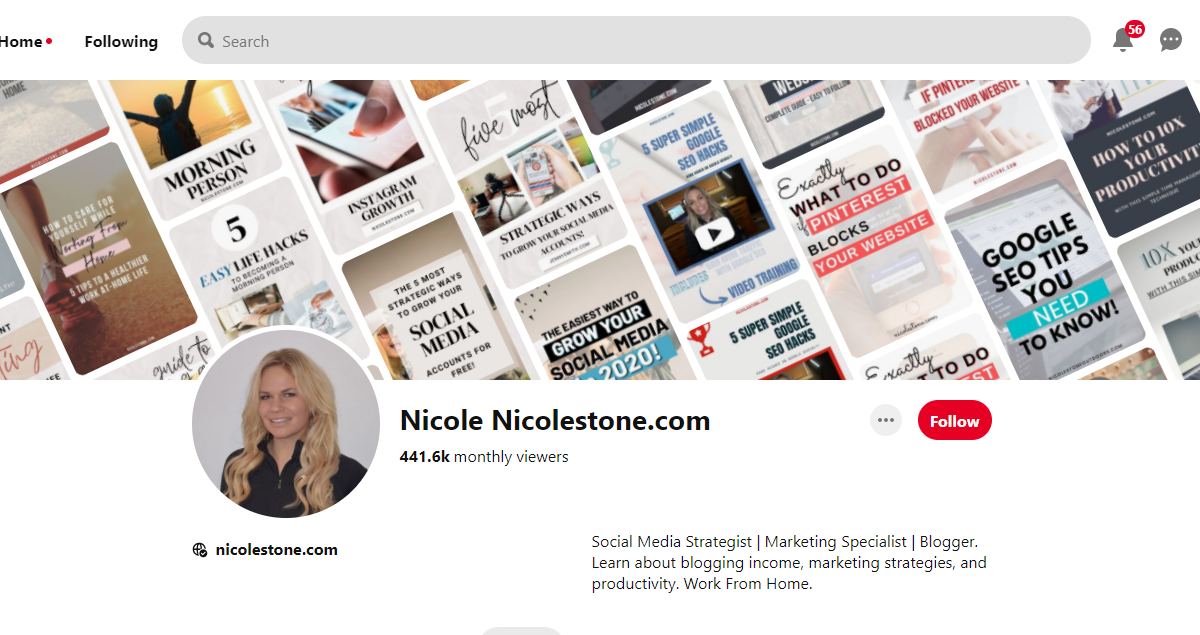 Nicole Nicolestone.com Pinterest Account