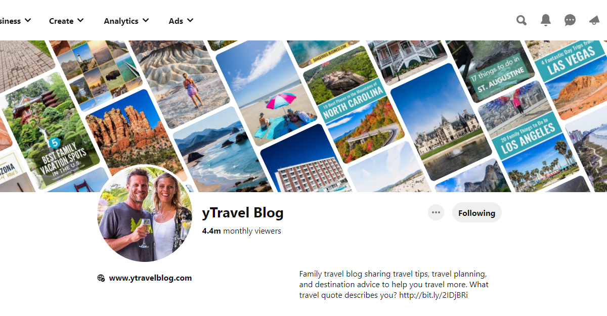 yTravel Blog- Top 100 Pinterest Travel Influencers