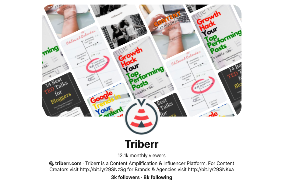 Triberr pinterest marketing account 
