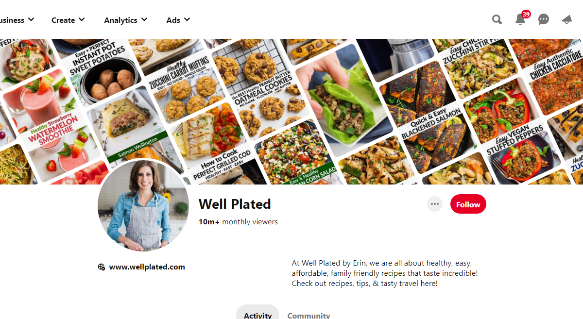 Well Plated Pinterest Profile 